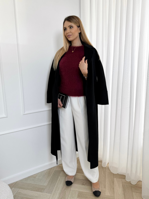 Sweter kid moher krótki rękaw bordo FLUFFY 2