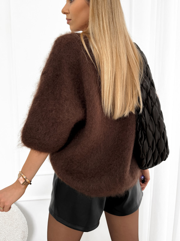 Sweter z kid moheru premium brąz CLOUD 2