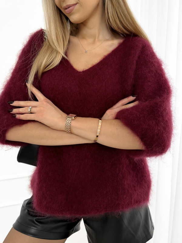 Sweter z kid moheru premium bordo CLOUD 7