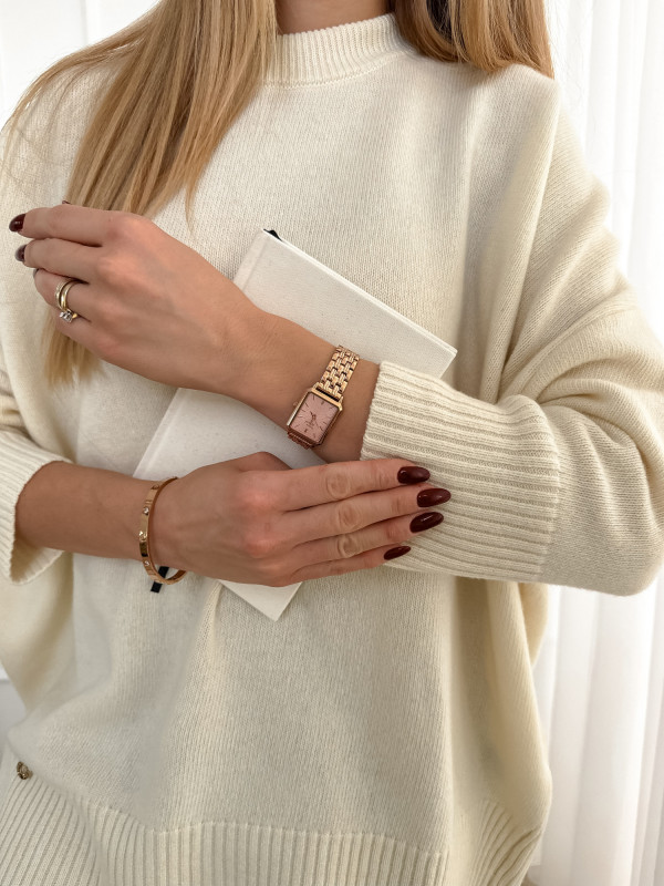 Sweter basic wełna śmietanka WOLLY 3