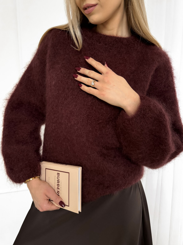 Sweter kid moher długi rękaw wino COCOON 3