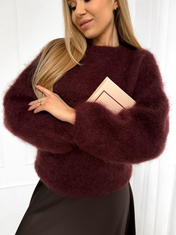 Sweter kid moher długi rękaw wino COCOON 4