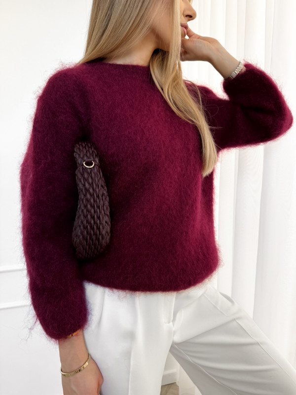 Sweter kid moher długi rękaw bordo COCOON