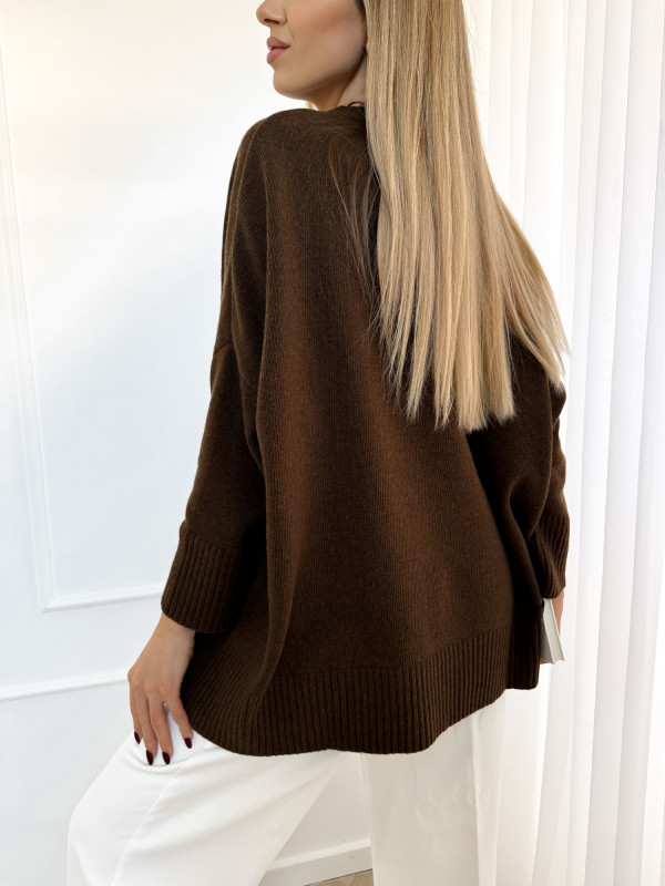 Sweter basic wełniany czekolada WOLLY 2