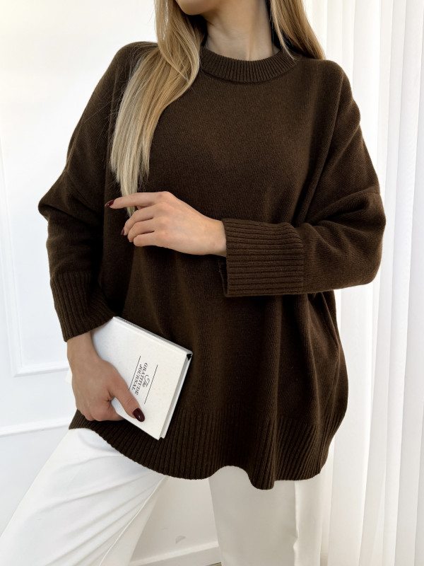 Sweter basic wełniany czekolada WOLLY 3