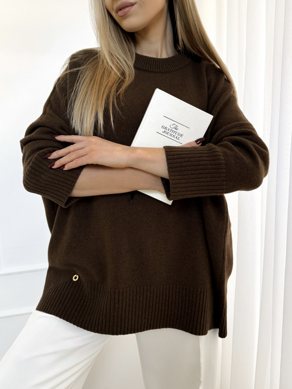 Sweter basic wełniany czekolada WOLLY 4