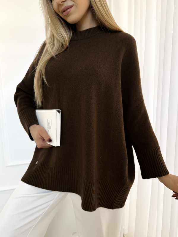 Sweter basic wełniany czekolada WOLLY 5