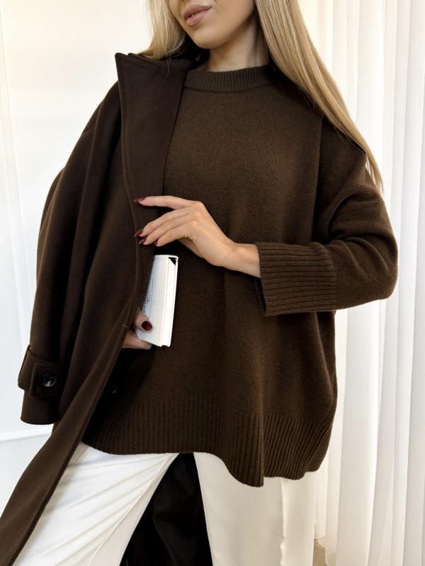 Sweter basic wełniany czekolada WOLLY 6