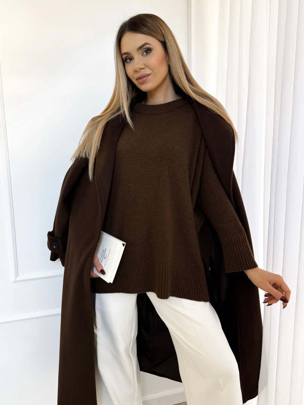 Sweter basic wełniany czekolada WOLLY 7