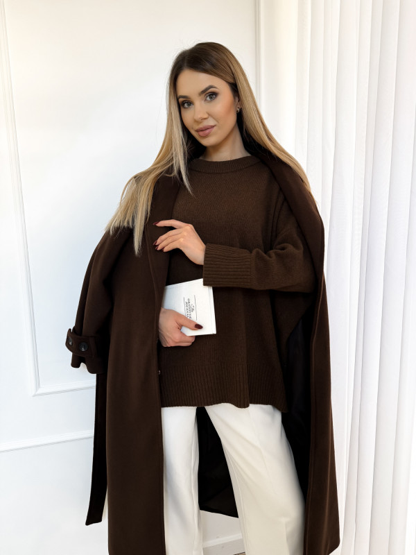 Sweter basic wełniany czekolada WOLLY 8