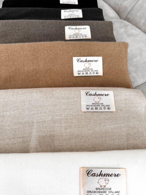 Szal z kaszmirem i wełną z frędzlami taupe SNOW 7
