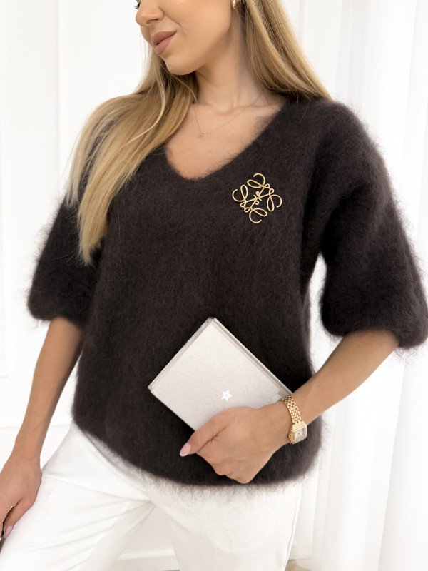 Sweter z kid moheru premium gorzka czekolada CLOUD