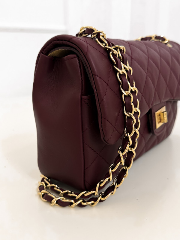 Torebka 100% skóra naturalna pikowana burgund VANITY 2
