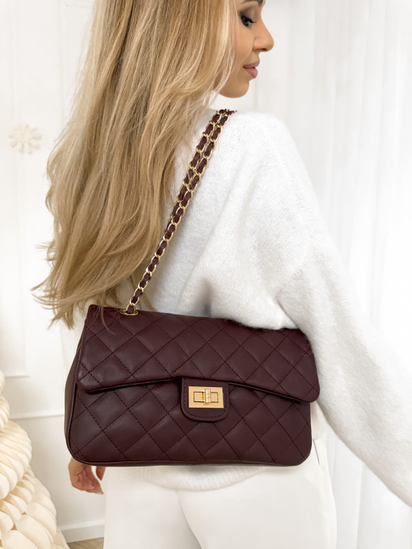 Torebka 100% skóra naturalna pikowana burgund VANITY 7