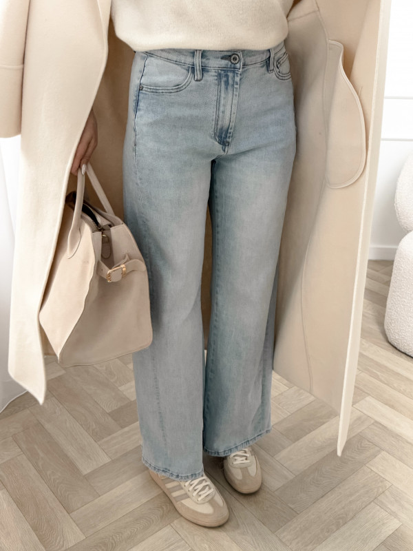 Spodnie jeansy rozszerzane jasny denim RIVET