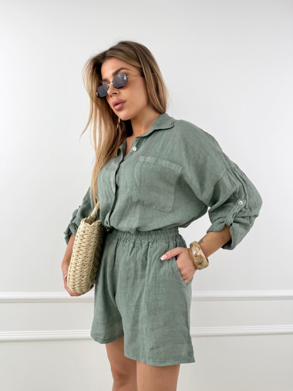 Koszula 100% len khaki ELIO