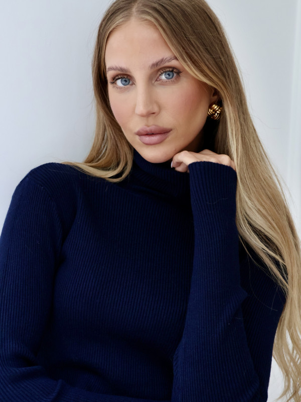 Golf z kaszmirem prążkowany granat ALPINI 2