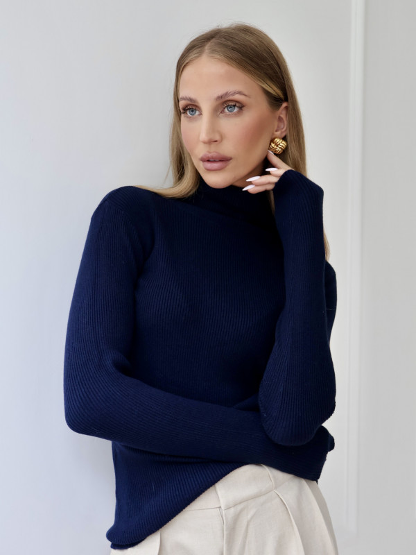 Golf z kaszmirem prążkowany granat ALPINI 4