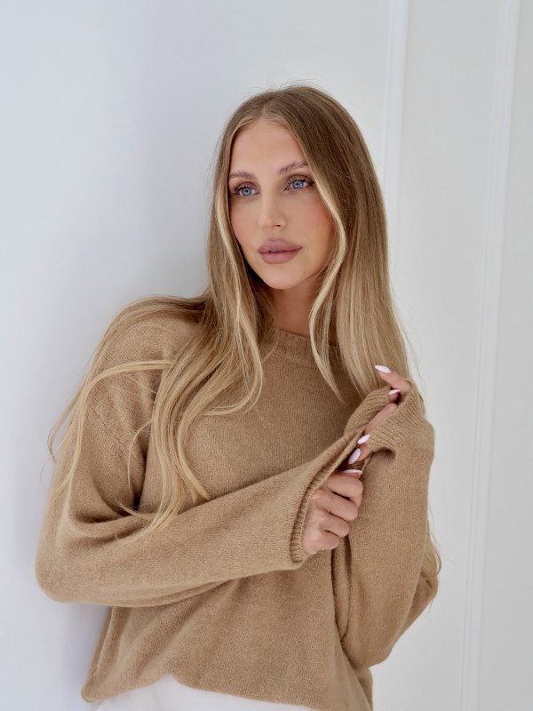Sweter z baby alpaką camel CARMINE