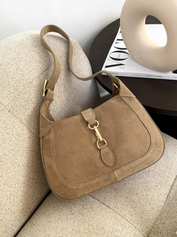 Torebka typu HOBO 100% skóra zamszowa MAISON beż