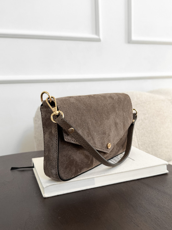 Torebka 100% skóra zamszowa ELIVON MINI taupe 7
