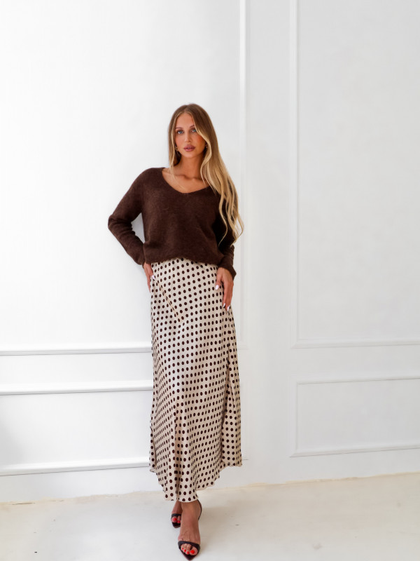 Sweterek z baby alpaką i wełną dziewiczą czekolada MOLLY 2