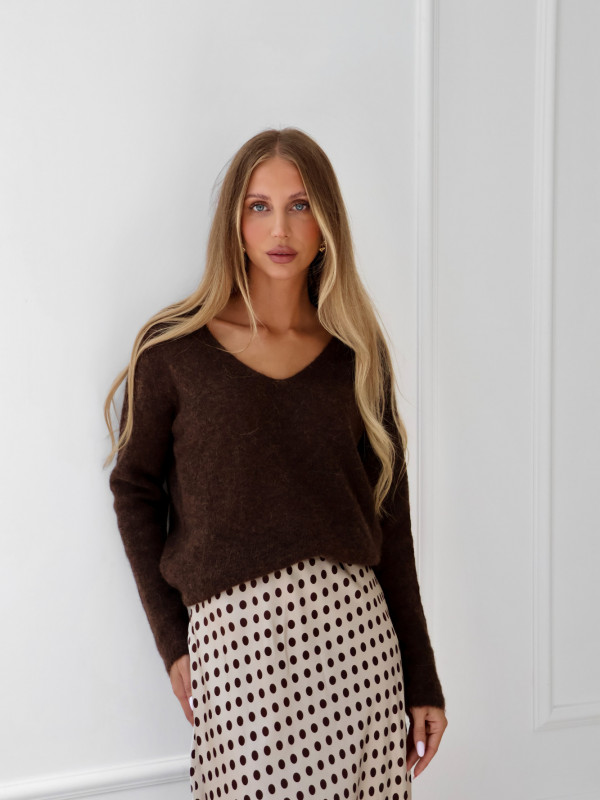 Sweterek z baby alpaką i wełną dziewiczą czekolada MOLLY 6