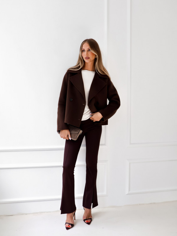 Legginsy z wiskozą z rozcięciem czekolada KATE 5