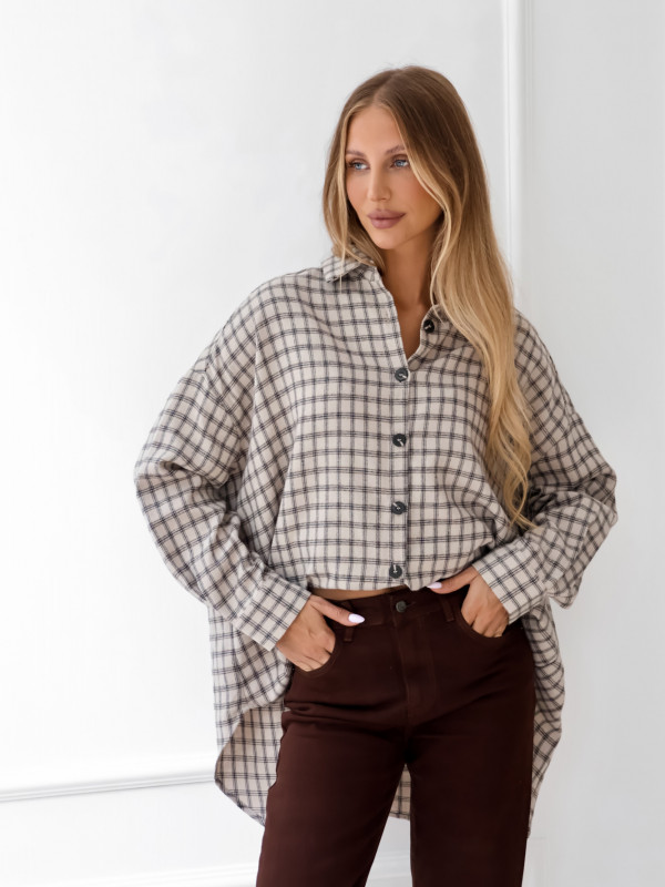 Koszula w kratę oversize beż CHECKY