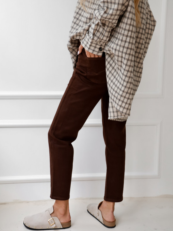 Spodnie jeansy MOM FIT czekolada NUVE