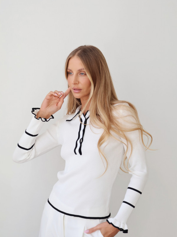 Sweter polo 100% wiskoza biały PIANO 25