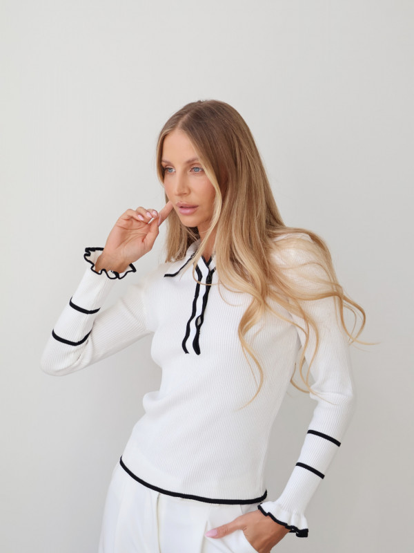 Sweter polo 100% wiskoza biały PIANO 24