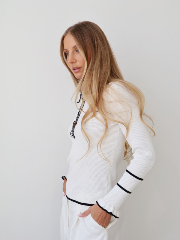 Sweter polo 100% wiskoza biały PIANO 21