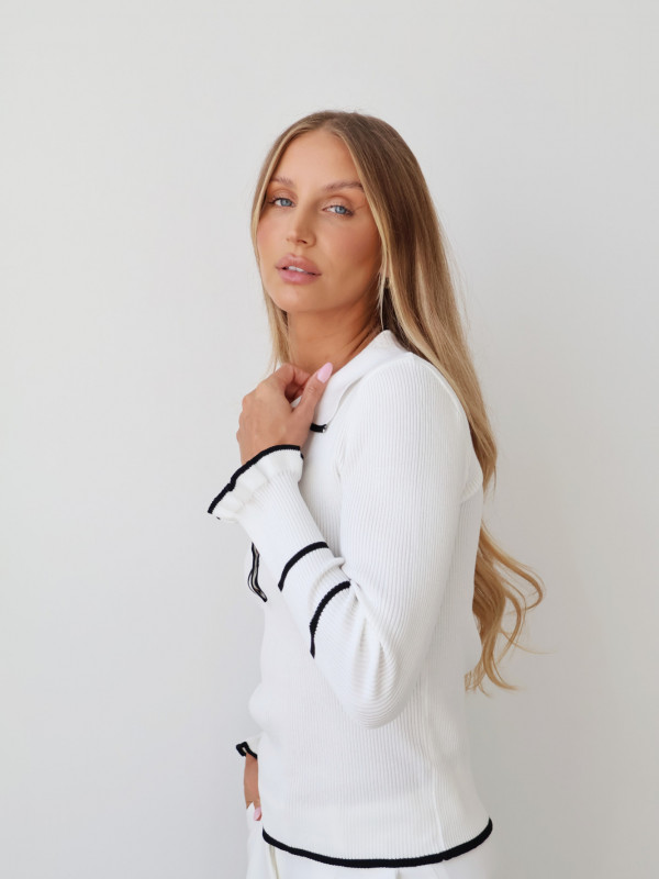 Sweter polo 100% wiskoza biały PIANO 19