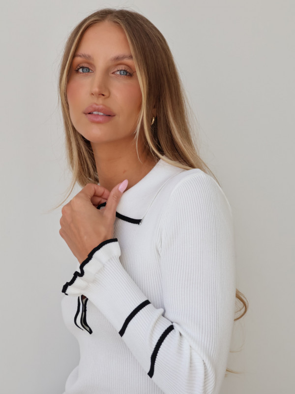 Sweter polo 100% wiskoza biały PIANO 6