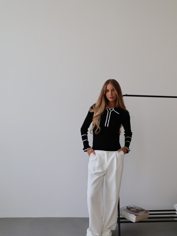 Sweter polo 100% wiskoza czarny PIANO 2