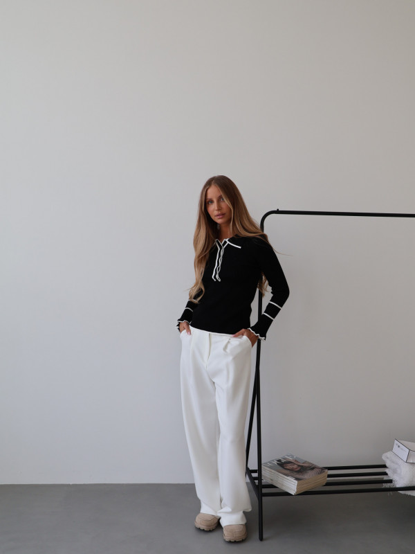 Sweter polo 100% wiskoza czarny PIANO 3