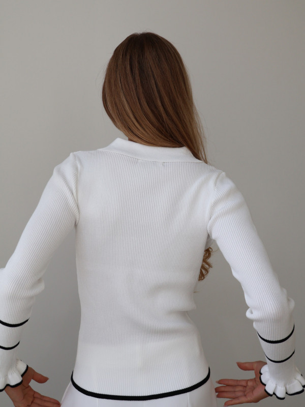 Sweter polo 100% wiskoza biały PIANO 1