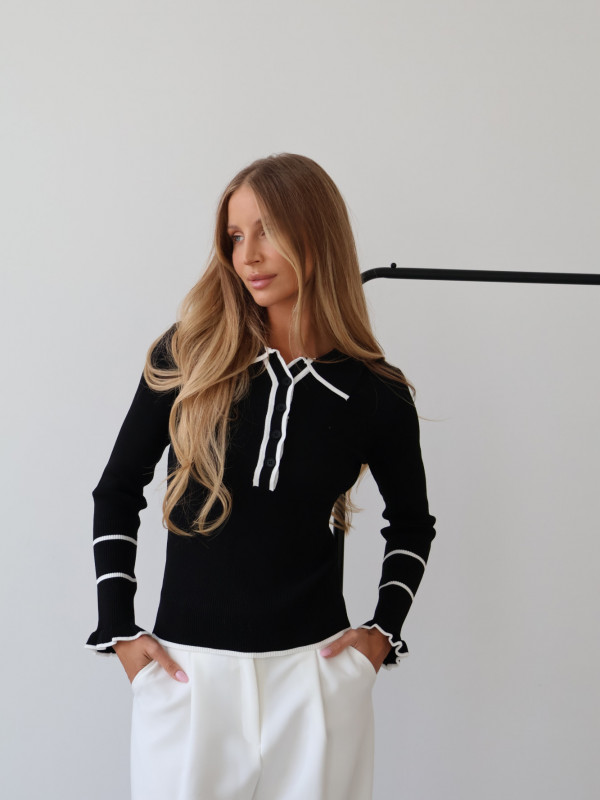 Sweter polo 100% wiskoza czarny PIANO 4