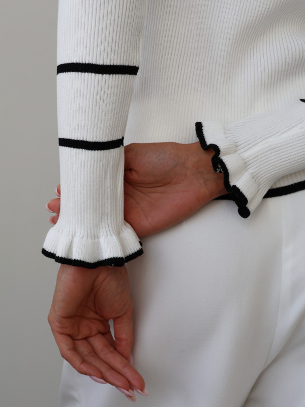 Sweter polo 100% wiskoza biały PIANO 12