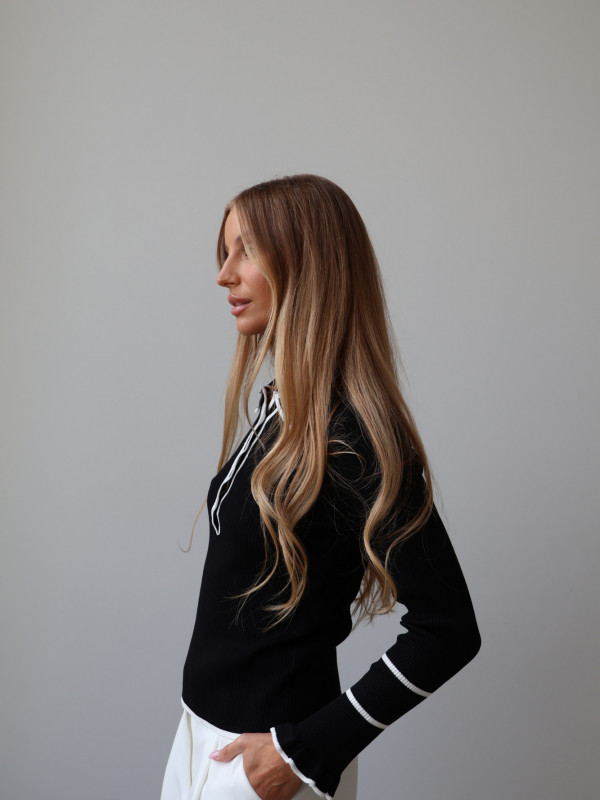 Sweter polo 100% wiskoza czarny PIANO 9