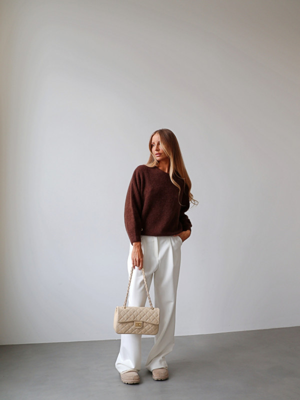 Sweter z baby alpaką i wełną merino CLARESE czekolada 1