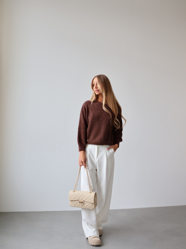 Sweter z baby alpaką i wełną merino CLARESE czekolada 3
