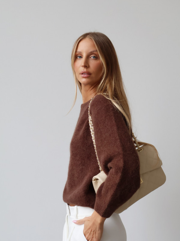Sweter z baby alpaką i wełną merino CLARESE czekolada 5
