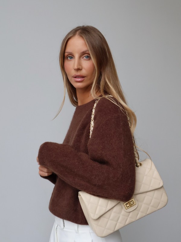 Sweter z baby alpaką i wełną merino CLARESE czekolada 6