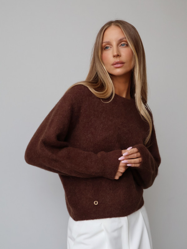 Sweter z baby alpaką i wełną merino CLARESE czekolada 10