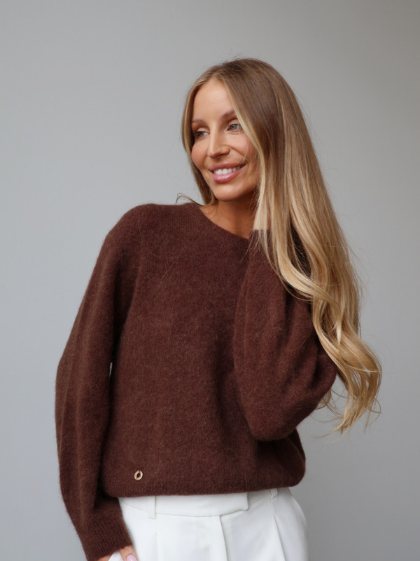 Sweter z baby alpaką i wełną merino CLARESE czekolada 8