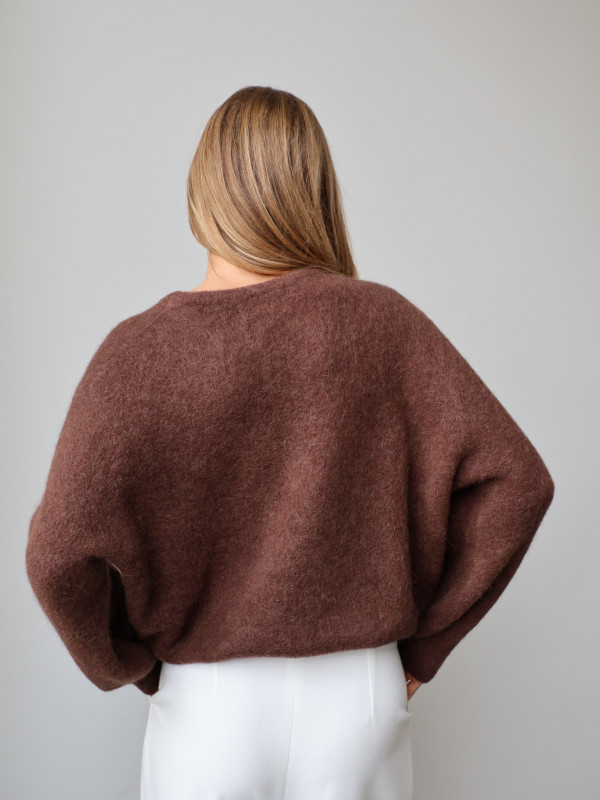 Sweter z baby alpaką i wełną merino CLARESE czekolada 11