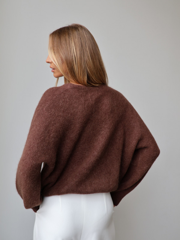 Sweter z baby alpaką i wełną merino CLARESE czekolada 12