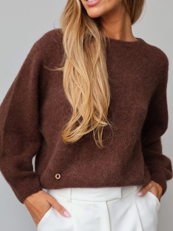 Sweter z baby alpaką i wełną merino CLARESE czekolada 13